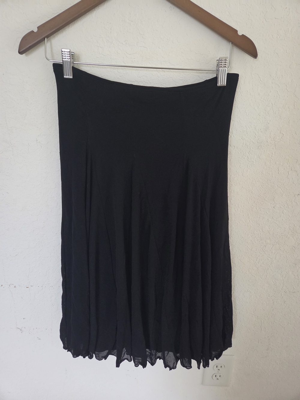 BCX Vintage 90s Y2K Black Mesh Layered Flare Midi Skirt Small Made in USA